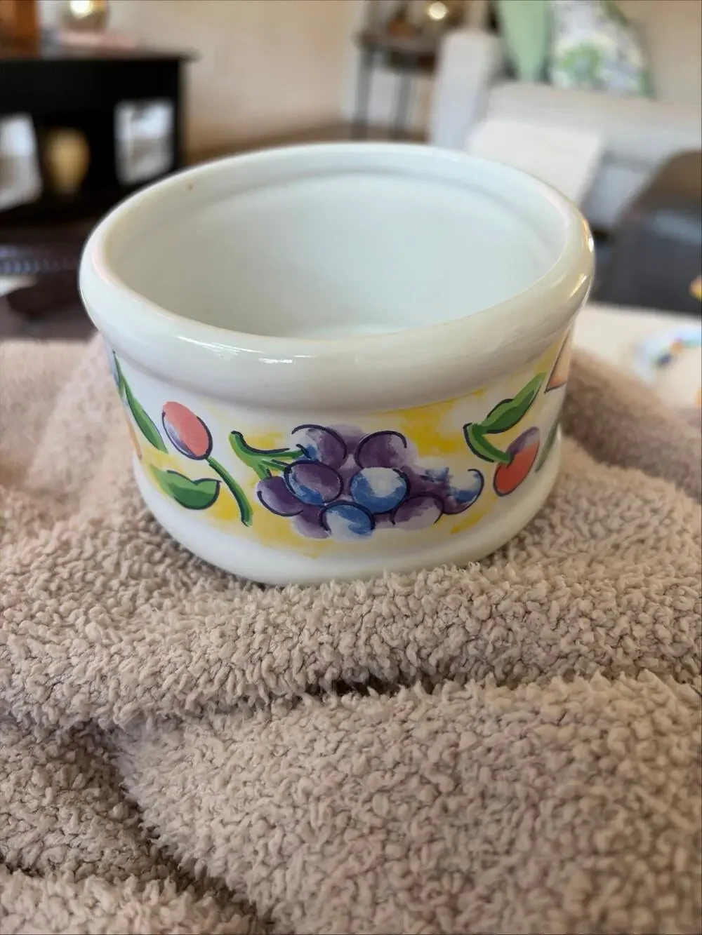 Vtg Corelle Fruit Basket Pattern Kitchen Sponge Holder Ramekin Bowl Corning Ware